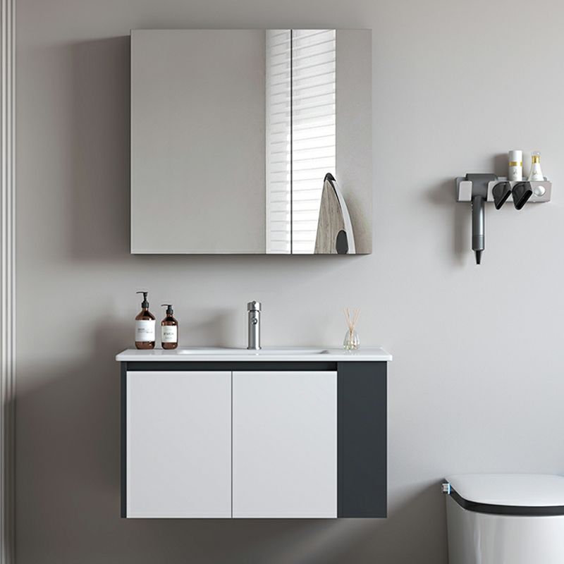 Trendy Bathroom Vanity Set 2 Doors Wall Mount Open Shelf Faucet Included Clearhalo 'Bathroom Remodel & Bathroom Fixtures' 'Bathroom Vanities' 'bathroom_vanities' 'Home Improvement' 'home_improvement' 'home_improvement_bathroom_vanities' 1200x1200_868b92e9-698d-41d9-838d-b58dfdabe4c4