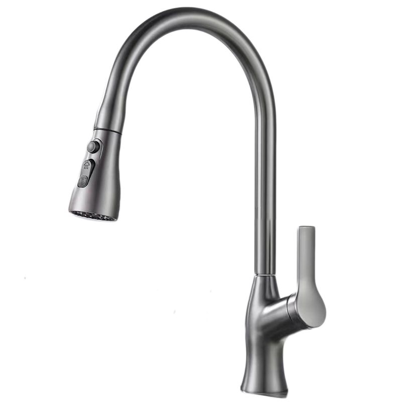 Contemporary Retractable Faucet Copper Single Handle High Arc Faucet for Kitchen Clearhalo 'Home Improvement' 'home_improvement' 'home_improvement_kitchen_faucets' 'Kitchen Faucets' 'Kitchen Remodel & Kitchen Fixtures' 'Kitchen Sinks & Faucet Components' 'kitchen_faucets' 1200x1200_8691a3f1-115d-4dc4-9308-6d480cb76e78