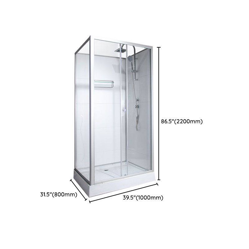 Modern Shower Kit with Base Foundation Sliding Door Shower Stall Clearhalo 'Bathroom Remodel & Bathroom Fixtures' 'Home Improvement' 'home_improvement' 'home_improvement_shower_stalls_enclosures' 'Shower Stalls & Enclosures' 'shower_stalls_enclosures' 'Showers & Bathtubs' 1200x1200_8699e1cf-2e1b-4a61-b7b0-9bafa430b71f