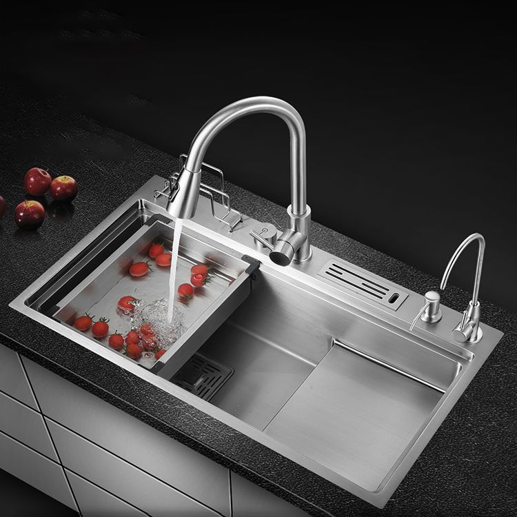 Modern Style Kitchen Sink Stainless Steel Dirt Resistant Drop-In Kitchen Sink Clearhalo 'Home Improvement' 'home_improvement' 'home_improvement_kitchen_sinks' 'Kitchen Remodel & Kitchen Fixtures' 'Kitchen Sinks & Faucet Components' 'Kitchen Sinks' 'kitchen_sinks' 1200x1200_86ad7d79-396f-4d77-8d5d-f92e34c23b84
