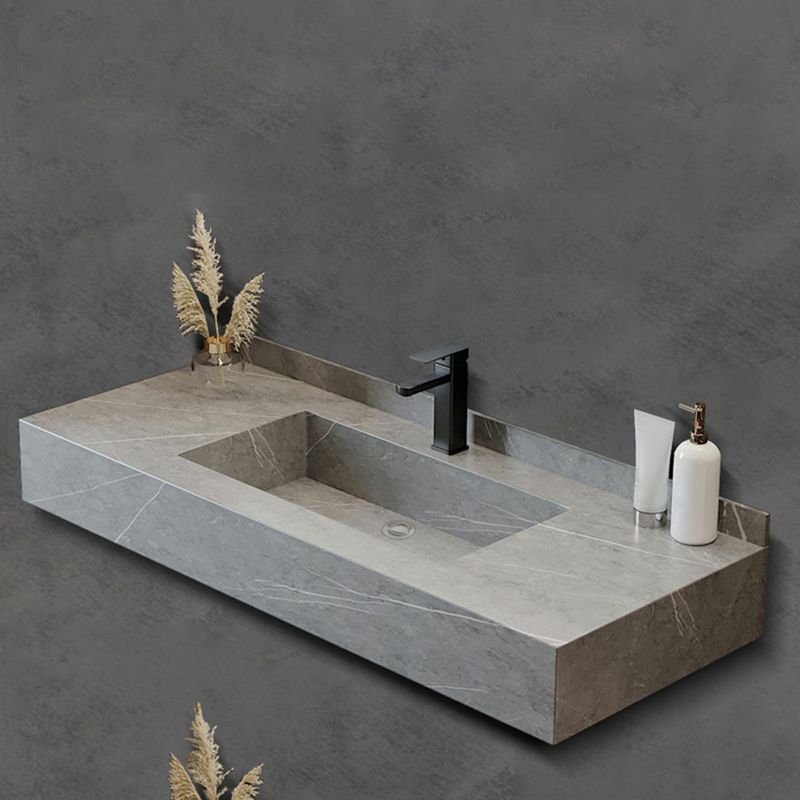 Grey Wall-Mounted Modern Single-Sink Rectangular Wood Bathroom Vanity Set Clearhalo 'Bathroom Remodel & Bathroom Fixtures' 'Bathroom Vanities' 'bathroom_vanities' 'Home Improvement' 'home_improvement' 'home_improvement_bathroom_vanities' 1200x1200_86b130d0-0c71-4fe7-937b-d9bd26947031