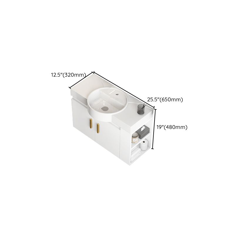 Single Sink Glam Bathroom Vanity White Ceramic Round Wall Mount Vanity Set Clearhalo 'Bathroom Remodel & Bathroom Fixtures' 'Bathroom Vanities' 'bathroom_vanities' 'Home Improvement' 'home_improvement' 'home_improvement_bathroom_vanities' 1200x1200_86b60b08-8c1a-4b31-aef2-6f865848e7cc