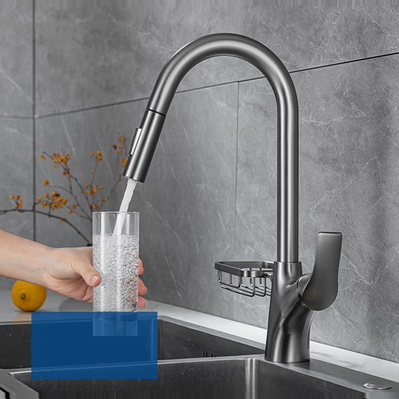 Modern Bar Faucet Brass Pulldown Sprayer Swivel Spout Kitchen Sink Faucet Clearhalo 'Home Improvement' 'home_improvement' 'home_improvement_kitchen_faucets' 'Kitchen Faucets' 'Kitchen Remodel & Kitchen Fixtures' 'Kitchen Sinks & Faucet Components' 'kitchen_faucets' 1200x1200_86ce05f6-6698-4a02-8d0c-73d846463adc