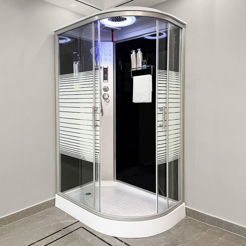 Linear Sliding Striped Shower Enclosure Metal Framed Shower Enclosure Clearhalo 'Bathroom Remodel & Bathroom Fixtures' 'Home Improvement' 'home_improvement' 'home_improvement_shower_stalls_enclosures' 'Shower Stalls & Enclosures' 'shower_stalls_enclosures' 'Showers & Bathtubs' 1200x1200_86de6194-feba-4305-81e5-73b7e3ba407a