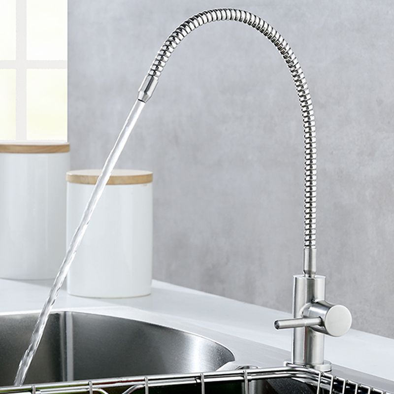 Farmhouse One Handle Kitchen Faucet High Arch Water Filler in Silver Clearhalo 'Home Improvement' 'home_improvement' 'home_improvement_kitchen_faucets' 'Kitchen Faucets' 'Kitchen Remodel & Kitchen Fixtures' 'Kitchen Sinks & Faucet Components' 'kitchen_faucets' 1200x1200_86fcc811-d2d1-4d8b-8ccb-8c6d0dafced4