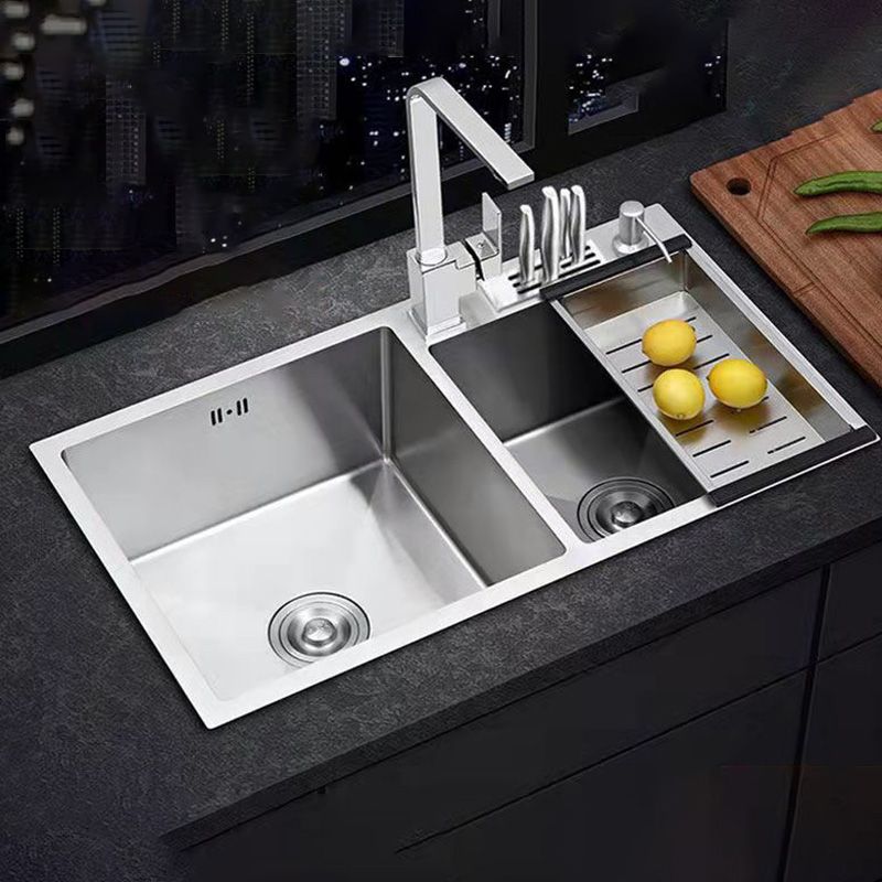Double Basin Kitchen Sink Contemporary with Drain Assembly Sink Clearhalo 'Home Improvement' 'home_improvement' 'home_improvement_kitchen_sinks' 'Kitchen Remodel & Kitchen Fixtures' 'Kitchen Sinks & Faucet Components' 'Kitchen Sinks' 'kitchen_sinks' 1200x1200_870604d2-3929-4887-9c2a-29d3849e345e