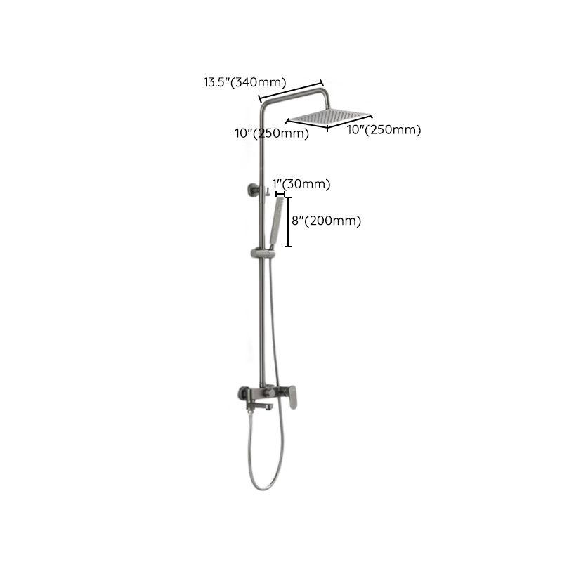 Square Shower System Wall Mount Shower Arm Grey Shower System with Shower Hose Clearhalo 'Bathroom Remodel & Bathroom Fixtures' 'Home Improvement' 'home_improvement' 'home_improvement_shower_faucets' 'Shower Faucets & Systems' 'shower_faucets' 'Showers & Bathtubs Plumbing' 'Showers & Bathtubs' 1200x1200_8708b329-017d-4cb6-9a47-8e84c9dd8f71