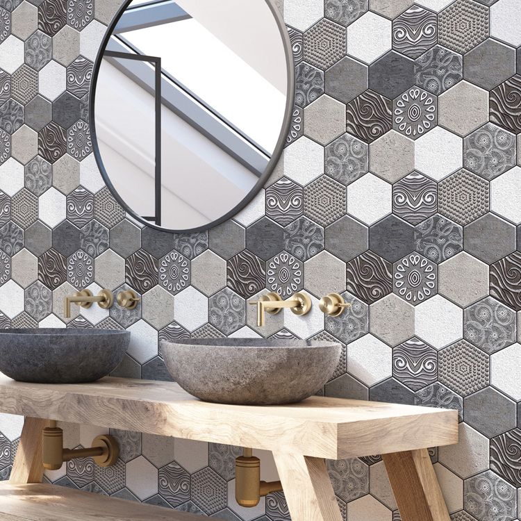 Hexagonal Tile-Peel & Stick Plastic Stain Resistant Peel & Stick Mosaic Tile 5 Pack Clearhalo 'Flooring 'Home Improvement' 'home_improvement' 'home_improvement_peel_stick_blacksplash' 'Peel & Stick Backsplash Tile' 'peel_stick_blacksplash' 'Walls & Ceilings' Walls and Ceiling' 1200x1200_870e01a9-bad5-4eec-8ef1-3a5b34d619dc