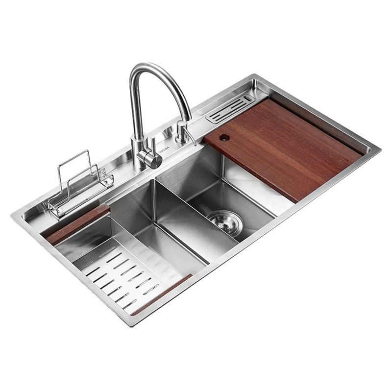 Modern Kitchen Sink Stainless Steel Double Sink with Grid and Strainer Workstation Clearhalo 'Home Improvement' 'home_improvement' 'home_improvement_kitchen_sinks' 'Kitchen Remodel & Kitchen Fixtures' 'Kitchen Sinks & Faucet Components' 'Kitchen Sinks' 'kitchen_sinks' 1200x1200_87239399-0bb4-4ef1-a22d-dc541c52fb16