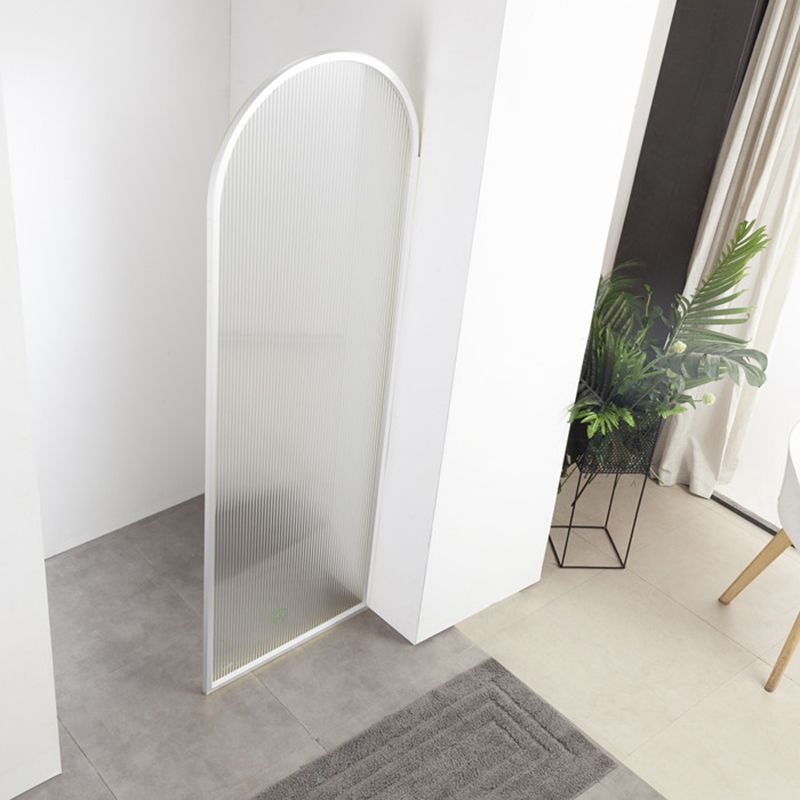 White Shower Door Frame Single Fixed Frosted Tempered Shower Bath Door Clearhalo 'Bathroom Remodel & Bathroom Fixtures' 'Home Improvement' 'home_improvement' 'home_improvement_shower_tub_doors' 'Shower and Tub Doors' 'shower_tub_doors' 'Showers & Bathtubs' 1200x1200_8746db46-c77c-4967-bc5f-beee9e41af97