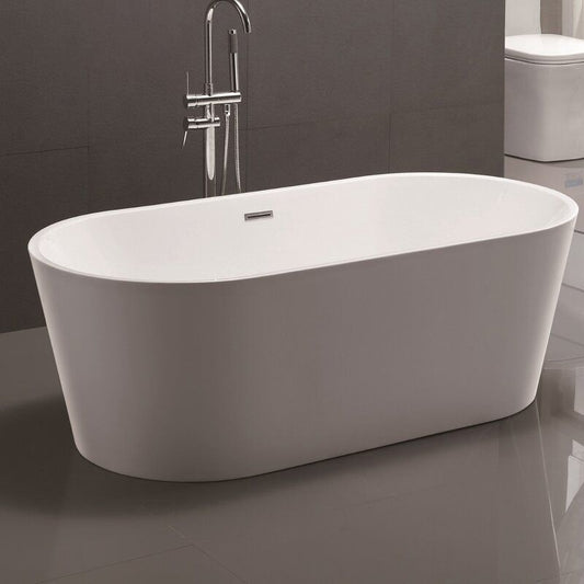 Acrylic Oval Bathtub with Overflow Trim White Soaking Tub with Drain Clearhalo 'Bathroom Remodel & Bathroom Fixtures' 'Bathtubs' 'Home Improvement' 'home_improvement' 'home_improvement_bathtubs' 'Showers & Bathtubs' 1200x1200_87766bfe-4e0e-4d8f-8eb0-c7bd4cb663bc