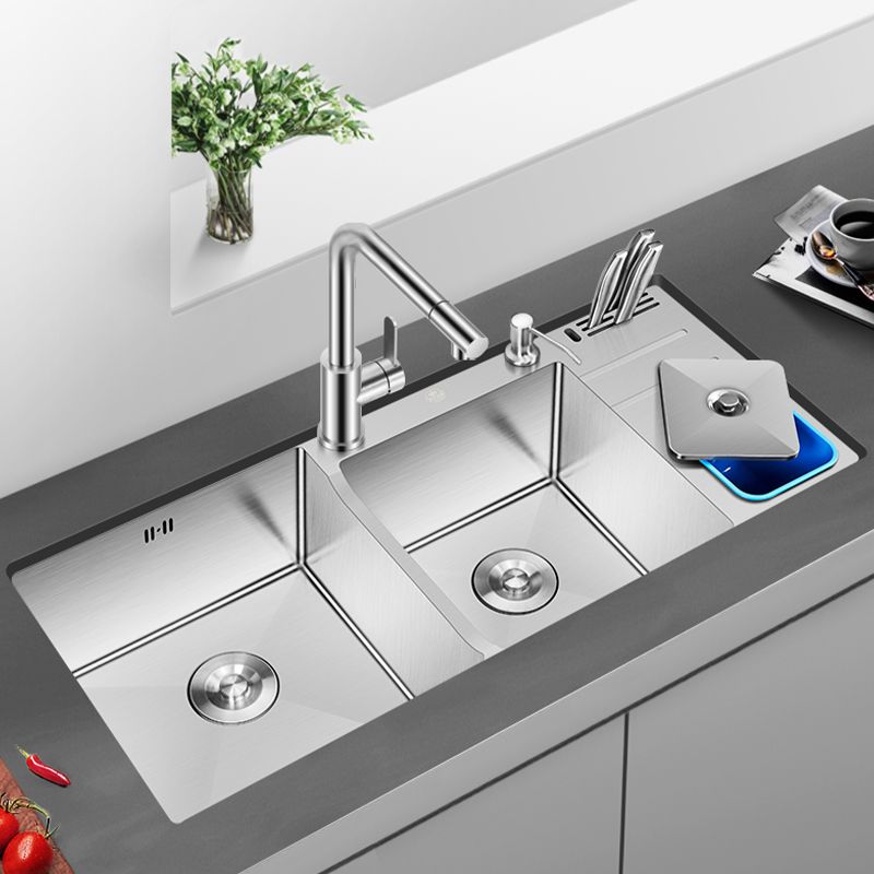 Modern Style Kitchen Sink Dirt Resistant Drop-In Sink with Drain Strainer Kit Clearhalo 'Home Improvement' 'home_improvement' 'home_improvement_kitchen_sinks' 'Kitchen Remodel & Kitchen Fixtures' 'Kitchen Sinks & Faucet Components' 'Kitchen Sinks' 'kitchen_sinks' 1200x1200_877b8b40-9bcd-4d35-a698-cd128fa97b99