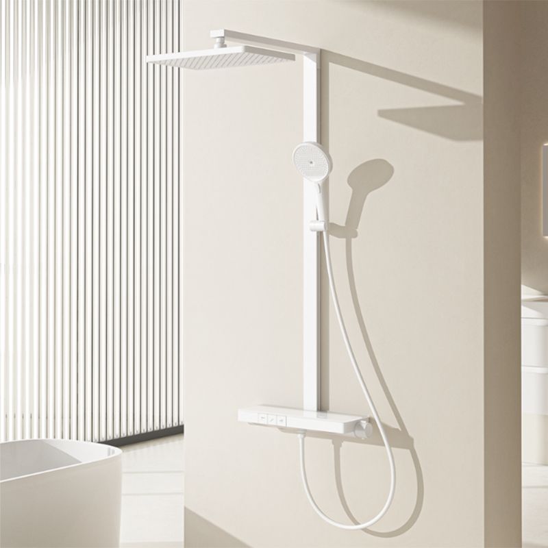 Valve Included Shower System Metal Square Shower Faucet in White Rain Shower Head Clearhalo 'Bathroom Remodel & Bathroom Fixtures' 'Home Improvement' 'home_improvement' 'home_improvement_shower_faucets' 'Shower Faucets & Systems' 'shower_faucets' 'Showers & Bathtubs Plumbing' 'Showers & Bathtubs' 1200x1200_879a9d43-a66a-4518-9cc9-729e29829761