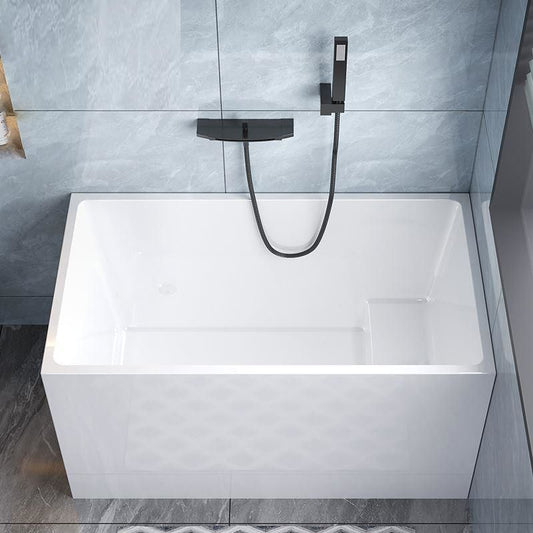 Acrylic Back to Wall Bathtub Stand Alone Modern Soaking Bath Clearhalo 'Bathroom Remodel & Bathroom Fixtures' 'Bathtubs' 'Home Improvement' 'home_improvement' 'home_improvement_bathtubs' 'Showers & Bathtubs' 1200x1200_87bede3a-5738-4235-a9b7-daee0586402b