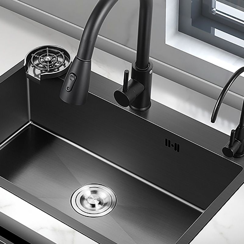 Black Stainless Steel Kitchen Sink Single Bowl Sink with Basket Strainer Clearhalo 'Home Improvement' 'home_improvement' 'home_improvement_kitchen_sinks' 'Kitchen Remodel & Kitchen Fixtures' 'Kitchen Sinks & Faucet Components' 'Kitchen Sinks' 'kitchen_sinks' 1200x1200_87c2d757-72c4-4b6b-b8de-542a3512e0ce