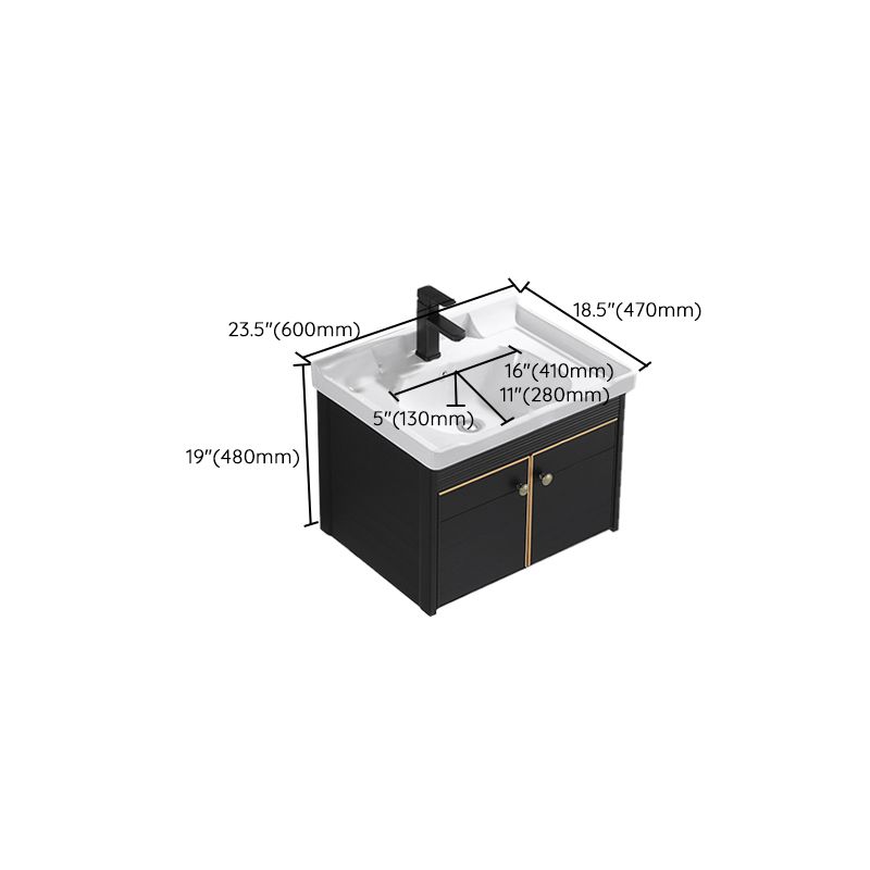 Modern Vanity Set Wall-mounted Ceramic Sink Black Faucet Vanity with Mirror Clearhalo 'Bathroom Remodel & Bathroom Fixtures' 'Bathroom Vanities' 'bathroom_vanities' 'Home Improvement' 'home_improvement' 'home_improvement_bathroom_vanities' 1200x1200_87e00dec-3bc2-486a-a9e7-9affcbecb1d7