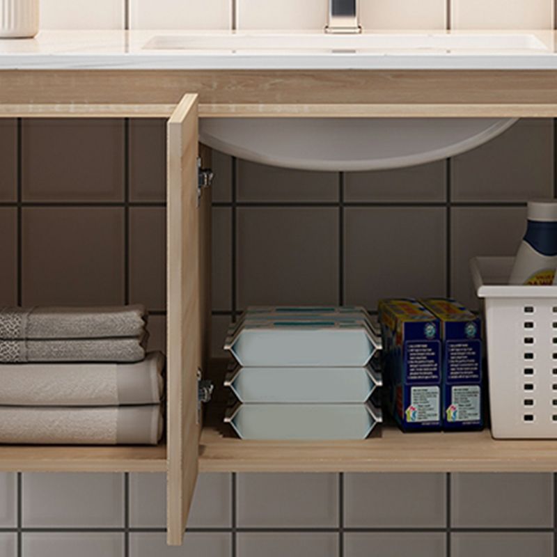 Wall-Mounted Modern Light Wood Single-Sink Open Console with Sink Set Clearhalo 'Bathroom Remodel & Bathroom Fixtures' 'Bathroom Vanities' 'bathroom_vanities' 'Home Improvement' 'home_improvement' 'home_improvement_bathroom_vanities' 1200x1200_87f8b5b8-3b60-450b-92fa-99af0ccaff46