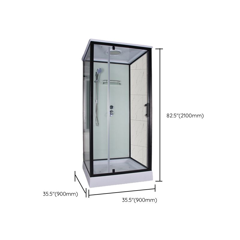 Tempered Glass Shower Stall Home Shower Stall with Towel Bar and Rain Shower Clearhalo 'Bathroom Remodel & Bathroom Fixtures' 'Home Improvement' 'home_improvement' 'home_improvement_shower_stalls_enclosures' 'Shower Stalls & Enclosures' 'shower_stalls_enclosures' 'Showers & Bathtubs' 1200x1200_87f9606c-e0d1-48a1-9436-9db04c24de38
