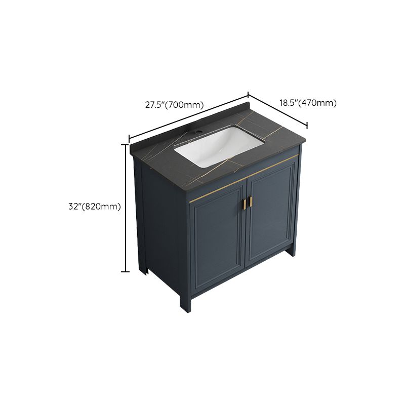 Blue Bathroom Vanity Metal Frame Single Sink Rectangle Mirror Bath Vanity with 2 Doors Clearhalo 'Bathroom Remodel & Bathroom Fixtures' 'Bathroom Vanities' 'bathroom_vanities' 'Home Improvement' 'home_improvement' 'home_improvement_bathroom_vanities' 1200x1200_88046380-1e08-4002-a9e8-bc56851a192f