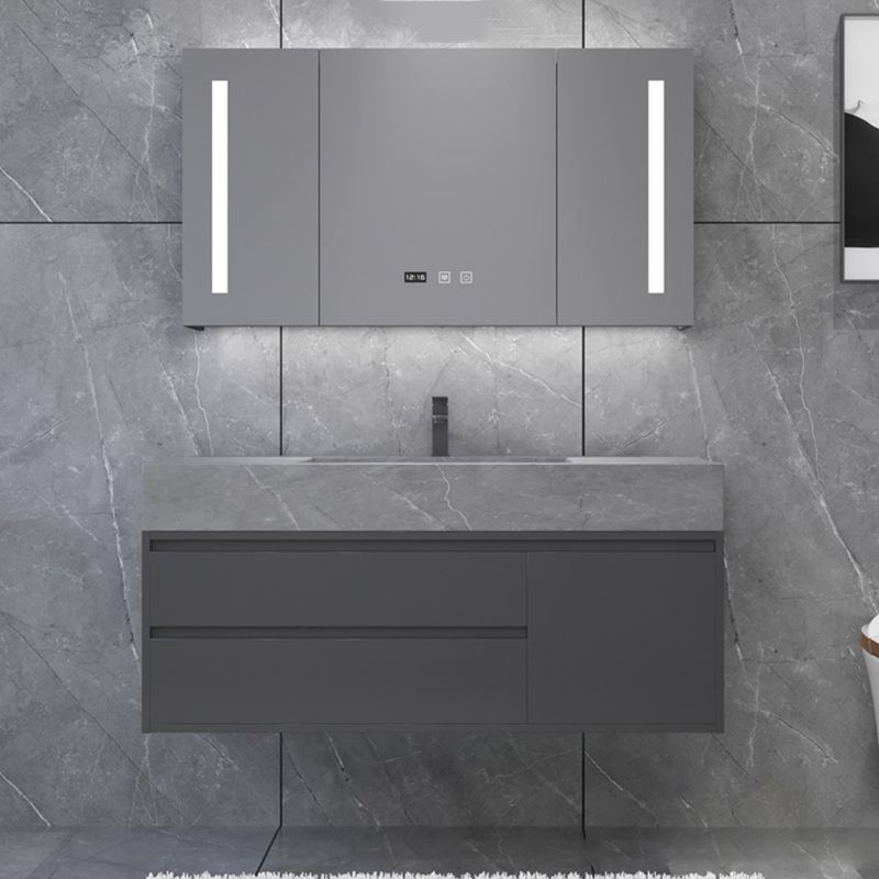 Gorgeous Bathroom Vanity Set Mirror Gray Tone Open Console with Sink Set Clearhalo 'Bathroom Remodel & Bathroom Fixtures' 'Bathroom Vanities' 'bathroom_vanities' 'Home Improvement' 'home_improvement' 'home_improvement_bathroom_vanities' 1200x1200_880afa53-0847-41b2-b5af-438ea8650471