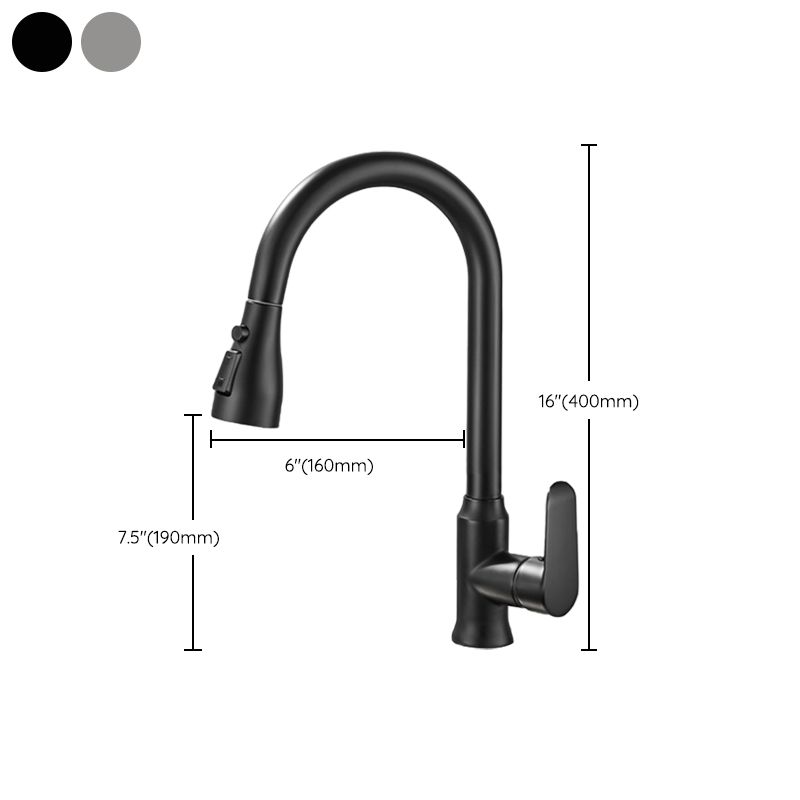 Modern Style Kitchen Faucet Brass 1-Handle High Arc Retractable Kitchen Faucet Clearhalo 'Home Improvement' 'home_improvement' 'home_improvement_kitchen_faucets' 'Kitchen Faucets' 'Kitchen Remodel & Kitchen Fixtures' 'Kitchen Sinks & Faucet Components' 'kitchen_faucets' 1200x1200_8810462a-4823-49b1-a9f0-de84c31a5beb