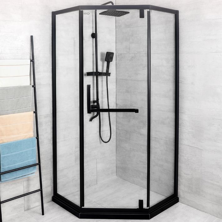 Black Frame Stainless Steel Shower Enclosure Tempered Glass Shower Kit Clearhalo 'Bathroom Remodel & Bathroom Fixtures' 'Home Improvement' 'home_improvement' 'home_improvement_shower_stalls_enclosures' 'Shower Stalls & Enclosures' 'shower_stalls_enclosures' 'Showers & Bathtubs' 1200x1200_8811f9d4-9566-4a12-9659-5c0cc73af3d9