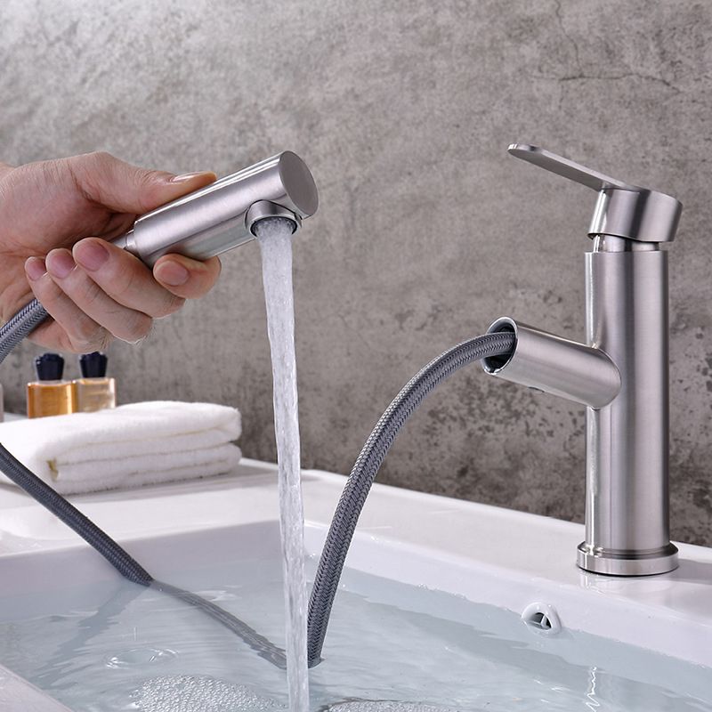 Pull-out Faucet Contemporary Single Handle Faucet with Swivel Spout Clearhalo 'Bathroom Remodel & Bathroom Fixtures' 'Bathroom Sink Faucets' 'Bathroom Sinks & Faucet Components' 'bathroom_sink_faucets' 'Home Improvement' 'home_improvement' 'home_improvement_bathroom_sink_faucets' 1200x1200_88199a88-fe15-48a0-9c5f-af8e73deb6d5
