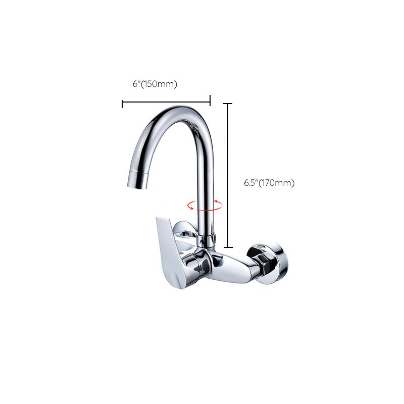 Contemporary Single Handle Kitchen Faucet Wall Mounted Two Holds Bar Faucet Clearhalo 'Home Improvement' 'home_improvement' 'home_improvement_kitchen_faucets' 'Kitchen Faucets' 'Kitchen Remodel & Kitchen Fixtures' 'Kitchen Sinks & Faucet Components' 'kitchen_faucets' 1200x1200_8828980d-285f-46cb-880d-6ed54cea881a