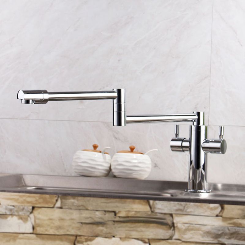 Swivel Spout 3-Function Pot Filler Kitchen Faucet Modern Pot Filler in Polished Chrome Clearhalo 'Home Improvement' 'home_improvement' 'home_improvement_kitchen_faucets' 'Kitchen Faucets' 'Kitchen Remodel & Kitchen Fixtures' 'Kitchen Sinks & Faucet Components' 'kitchen_faucets' 1200x1200_882b715d-c3ff-4a45-9b0c-981ae8767389