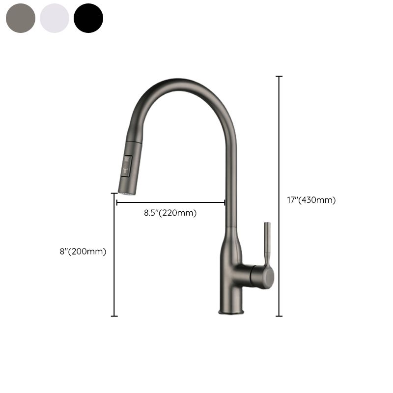 Modern Style Kitchen Faucet Copper 1-Handle Retractable High Arc Kitchen Faucet Clearhalo 'Home Improvement' 'home_improvement' 'home_improvement_kitchen_faucets' 'Kitchen Faucets' 'Kitchen Remodel & Kitchen Fixtures' 'Kitchen Sinks & Faucet Components' 'kitchen_faucets' 1200x1200_8842de6b-1ec7-4b3a-8e61-b06f9c7f6824