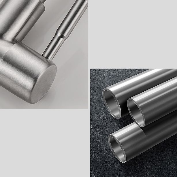 Modern Bridge Faucet 304 Stainless Steel Knob Handle Swivel Spout Wall Mounted Faucet Clearhalo 'Home Improvement' 'home_improvement' 'home_improvement_kitchen_faucets' 'Kitchen Faucets' 'Kitchen Remodel & Kitchen Fixtures' 'Kitchen Sinks & Faucet Components' 'kitchen_faucets' 1200x1200_88610cf9-6d2d-408f-aa54-2c444155b0c9