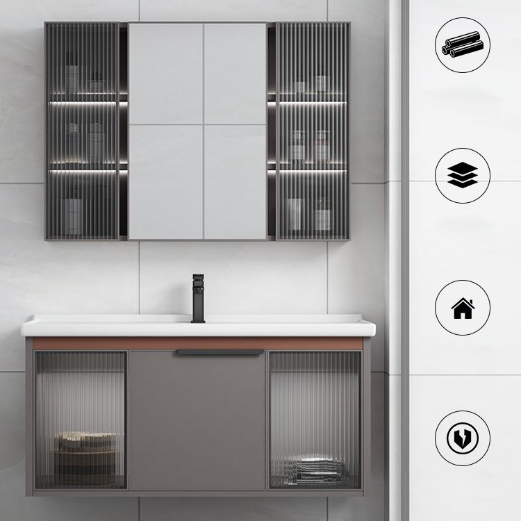 Metal Base Sink Vanity Modern Single-Sink Rectangular Wall Mount Vanity Sink Clearhalo 'Bathroom Remodel & Bathroom Fixtures' 'Bathroom Vanities' 'bathroom_vanities' 'Home Improvement' 'home_improvement' 'home_improvement_bathroom_vanities' 1200x1200_8866013a-134a-423e-9b22-d49b2fa7c575