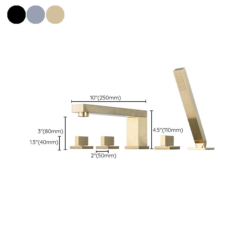 Modern Deck Mounted Low Arc Roman Tub Faucet Copper Roman Tub Faucet Set Clearhalo 'Bathroom Remodel & Bathroom Fixtures' 'Bathtub Faucets' 'bathtub_faucets' 'Home Improvement' 'home_improvement' 'home_improvement_bathtub_faucets' 1200x1200_88721554-84e1-49b1-be94-17b2d6b35666