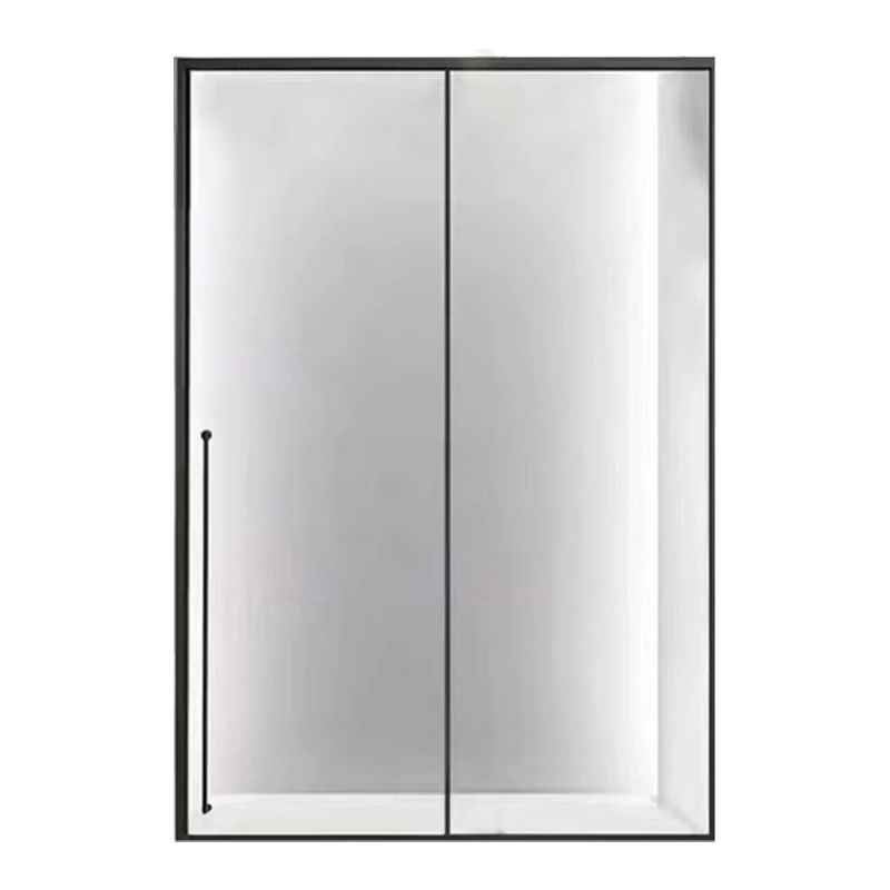 Tempered Glass Single Sliding Shower Bath Door Transparent Metal Framed Shower Door Clearhalo 'Bathroom Remodel & Bathroom Fixtures' 'Home Improvement' 'home_improvement' 'home_improvement_shower_tub_doors' 'Shower and Tub Doors' 'shower_tub_doors' 'Showers & Bathtubs' 1200x1200_8887e3dd-d637-42ca-a24e-ebba64a6c4f9