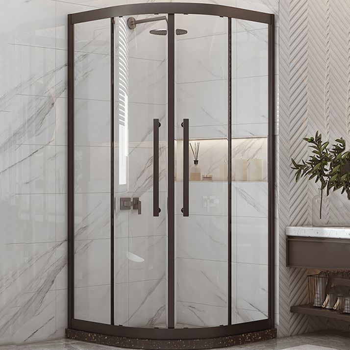 Modern Shower Stall Tempered Glass Double Sliding Neo-Round with Door Handles Shower Kit Clearhalo 'Bathroom Remodel & Bathroom Fixtures' 'Home Improvement' 'home_improvement' 'home_improvement_shower_stalls_enclosures' 'Shower Stalls & Enclosures' 'shower_stalls_enclosures' 'Showers & Bathtubs' 1200x1200_8887f8a9-9faa-4cc4-b869-3a855fdad9de