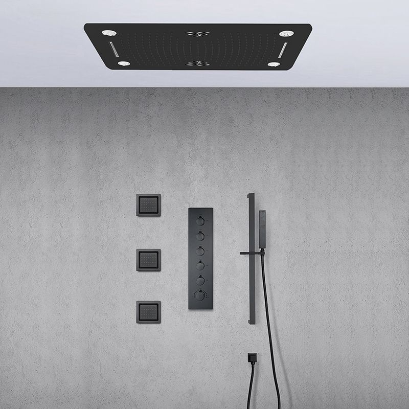 Modern Shower System Brass Slide Bar Included Ceiling Mounted Shower Head Combo Clearhalo 'Bathroom Remodel & Bathroom Fixtures' 'Home Improvement' 'home_improvement' 'home_improvement_shower_faucets' 'Shower Faucets & Systems' 'shower_faucets' 'Showers & Bathtubs Plumbing' 'Showers & Bathtubs' 1200x1200_88a841a9-e338-4d2a-82ed-0a8a64d99172