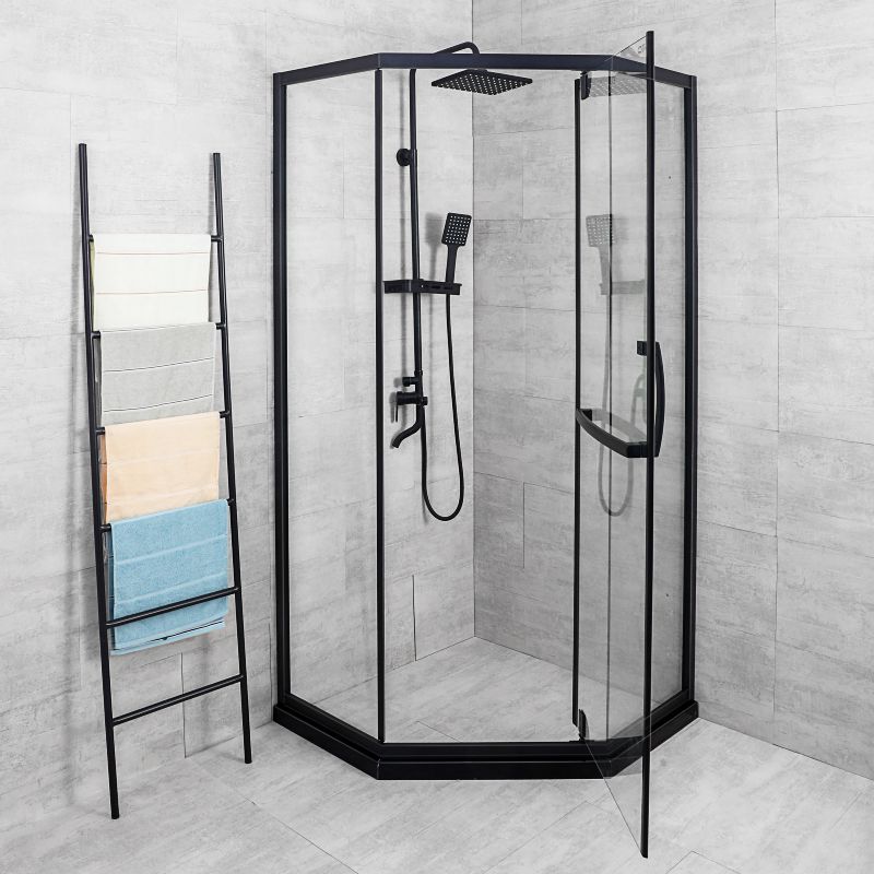 Black Frame Stainless Steel Shower Enclosure Tempered Glass Shower Kit Clearhalo 'Bathroom Remodel & Bathroom Fixtures' 'Home Improvement' 'home_improvement' 'home_improvement_shower_stalls_enclosures' 'Shower Stalls & Enclosures' 'shower_stalls_enclosures' 'Showers & Bathtubs' 1200x1200_88ad8184-fbf4-4768-8ed4-48089ff01c5a