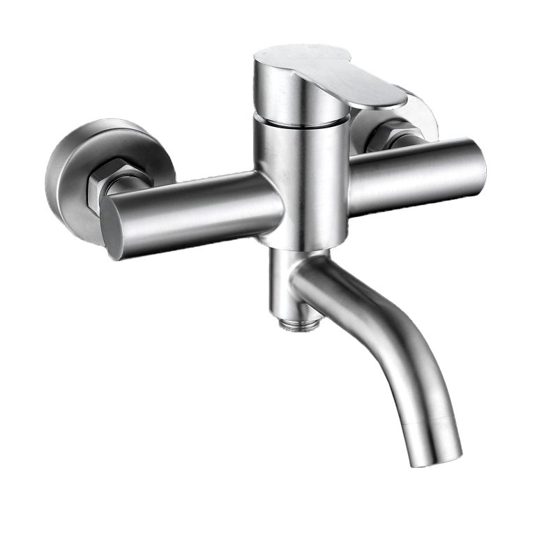 Modern Bathtub Faucet 304 Stainless Steel Swivel Spout Wall Mounted Tub Faucet Trim Clearhalo 'Bathroom Remodel & Bathroom Fixtures' 'Bathtub Faucets' 'bathtub_faucets' 'Home Improvement' 'home_improvement' 'home_improvement_bathtub_faucets' 1200x1200_88b30aff-fcae-4ef4-a282-682c060880f7