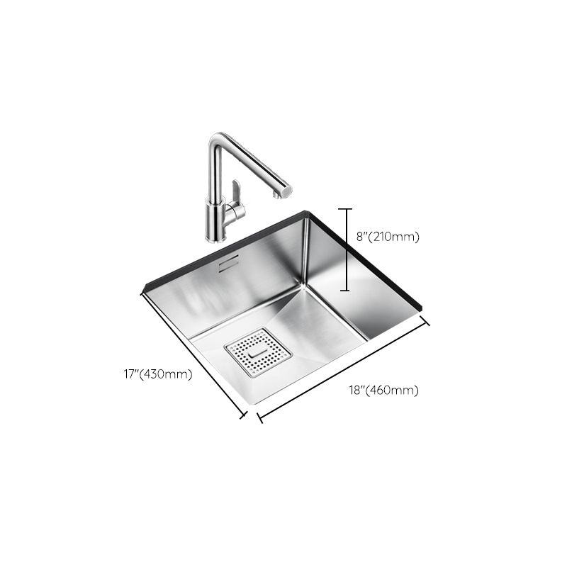 Rectangle Single Bowl Kitchen Sink Stainless Steel Sink with Drain Strainer Kit Clearhalo 'Home Improvement' 'home_improvement' 'home_improvement_kitchen_sinks' 'Kitchen Remodel & Kitchen Fixtures' 'Kitchen Sinks & Faucet Components' 'Kitchen Sinks' 'kitchen_sinks' 1200x1200_88b5fbbf-501b-463f-b882-d431118a6438