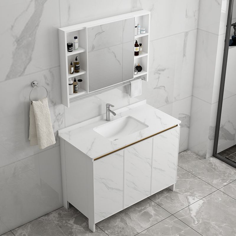 Free Standing Vanity Set White Drawer Ceramic Sink Faucet Vanity Set with Mirror Clearhalo 'Bathroom Remodel & Bathroom Fixtures' 'Bathroom Vanities' 'bathroom_vanities' 'Home Improvement' 'home_improvement' 'home_improvement_bathroom_vanities' 1200x1200_88bd1231-69ea-4d1d-b67c-a0a18ecd4f48