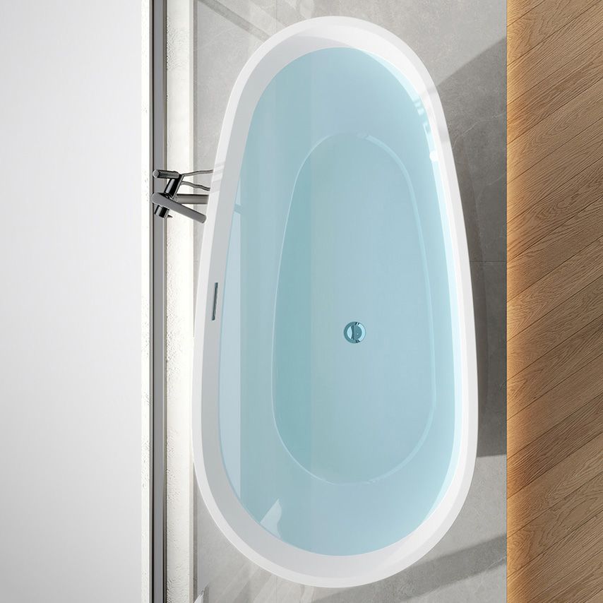 Acrylic Freestanding Bath Oval White Modern Back to Wall Bathtub Clearhalo 'Bathroom Remodel & Bathroom Fixtures' 'Bathtubs' 'Home Improvement' 'home_improvement' 'home_improvement_bathtubs' 'Showers & Bathtubs' 1200x1200_88c9c22e-3c41-4e59-a8e4-5e1f1b220a4b