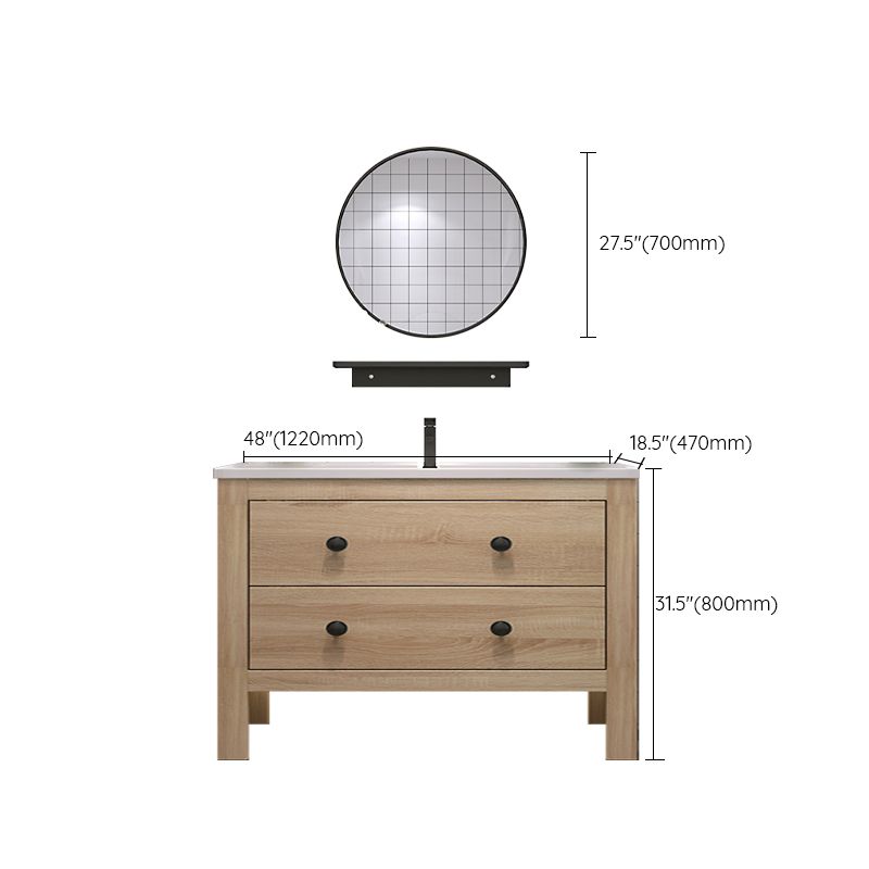 Wood Frame Vanity Mirror Freestanding Single Sink Scratch Resistant Vanity with Drawers Clearhalo 'Bathroom Remodel & Bathroom Fixtures' 'Bathroom Vanities' 'bathroom_vanities' 'Home Improvement' 'home_improvement' 'home_improvement_bathroom_vanities' 1200x1200_88ef9769-eb07-4953-939a-d598d49be647