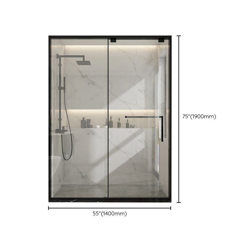 Black Stainless Steel Narrow Frame Semi Frameless Single Swing Shower Door Clearhalo 'Bathroom Remodel & Bathroom Fixtures' 'Home Improvement' 'home_improvement' 'home_improvement_shower_tub_doors' 'Shower and Tub Doors' 'shower_tub_doors' 'Showers & Bathtubs' 1200x1200_890291ca-3f45-4fe4-a2a2-afa665b3a596