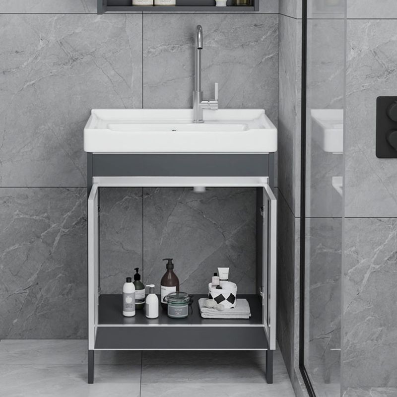 Freestanding Bathroom Vanity Space Aluminum Bathroom Vanity with Sink Clearhalo 'Bathroom Remodel & Bathroom Fixtures' 'Bathroom Vanities' 'bathroom_vanities' 'Home Improvement' 'home_improvement' 'home_improvement_bathroom_vanities' 1200x1200_89277536-c5b5-4e26-a93d-aab8d5b8819b