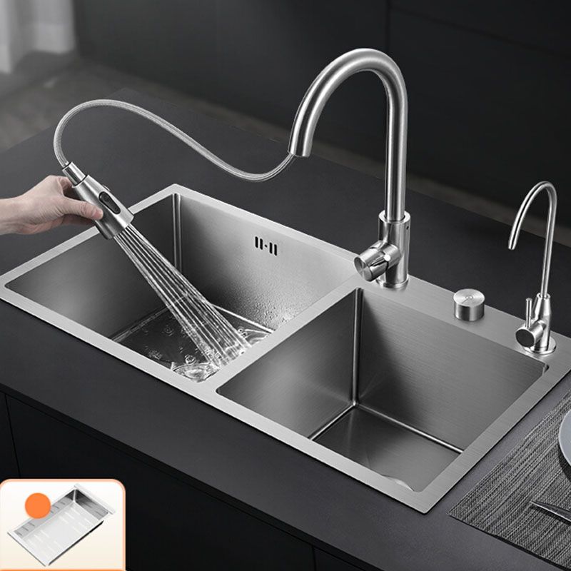 Modern Kitchen Bar Sink Stainless Steel with Drain Assembly Double Basin Kitchen Sink Clearhalo 'Home Improvement' 'home_improvement' 'home_improvement_kitchen_sinks' 'Kitchen Remodel & Kitchen Fixtures' 'Kitchen Sinks & Faucet Components' 'Kitchen Sinks' 'kitchen_sinks' 1200x1200_892b3e8c-a37c-4b2b-932d-5986148344ee