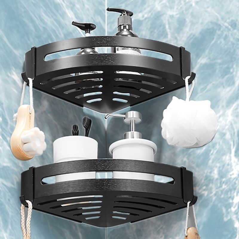 Black/Silver Bathroom Set Modern 1/2/3 - Piece Anti-rust Bath Shelf Clearhalo 'Bathroom Hardware Sets' 'Bathroom Hardware' 'Bathroom Remodel & Bathroom Fixtures' 'bathroom_hardware_sets' 'Home Improvement' 'home_improvement' 'home_improvement_bathroom_hardware_sets' 1200x1200_89308058-8771-43eb-8c8c-04522f6054a7