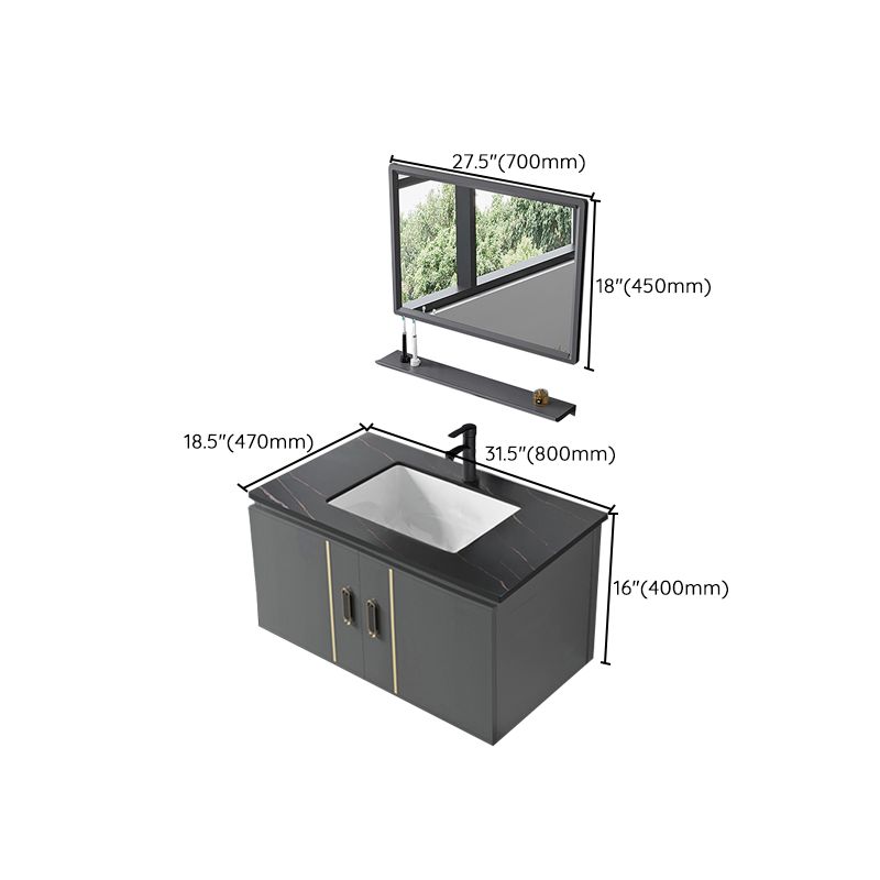 Modern Sink Vanity Grey Metal Vanity Set with Doors for Washroom Clearhalo 'Bathroom Remodel & Bathroom Fixtures' 'Bathroom Vanities' 'bathroom_vanities' 'Home Improvement' 'home_improvement' 'home_improvement_bathroom_vanities' 1200x1200_893622e8-82d3-41e5-8c80-503d6aa18f41