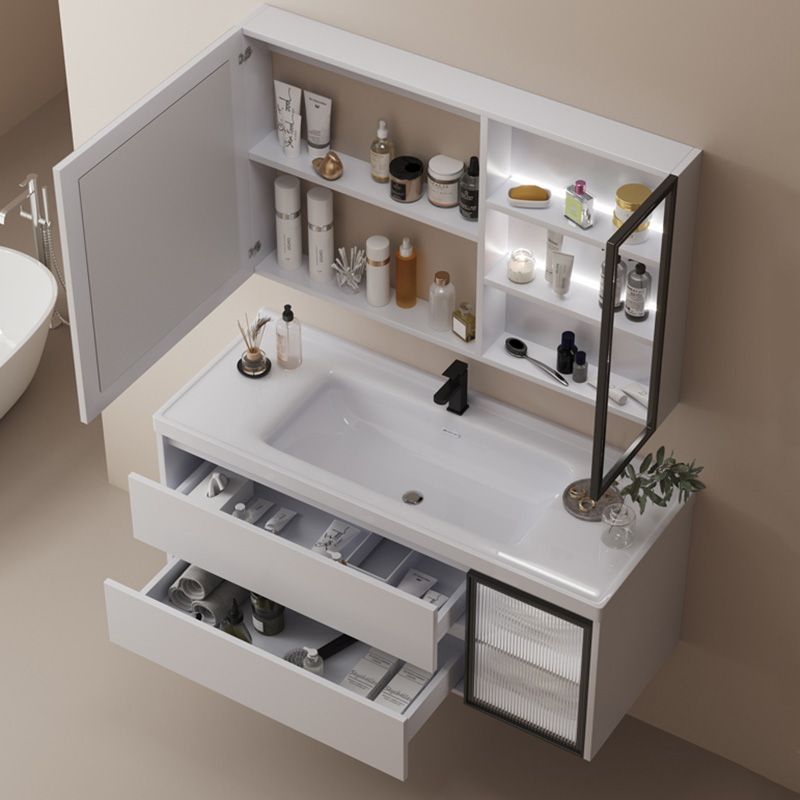 Modern Space Saver Vanity Wall Mount Ceramic Top Backsplash Included Clearhalo 'Bathroom Remodel & Bathroom Fixtures' 'Bathroom Vanities' 'bathroom_vanities' 'Home Improvement' 'home_improvement' 'home_improvement_bathroom_vanities' 1200x1200_893b1c47-2668-43c0-ab13-a163623d0ecd