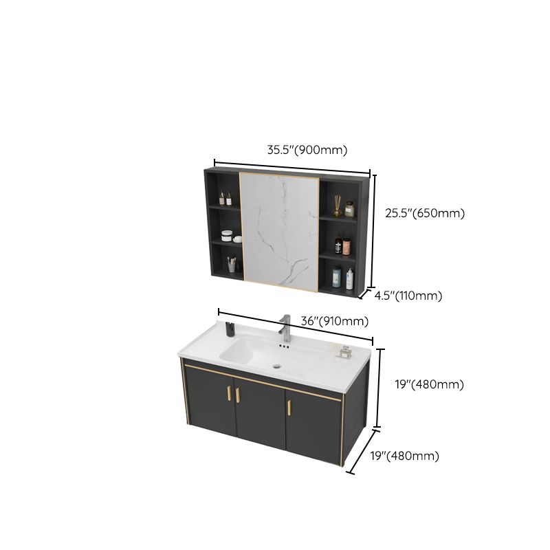 Glam Single Sink Vanity Metal Frame Rectangular Wall Mount Bath Vanity Clearhalo 'Bathroom Remodel & Bathroom Fixtures' 'Bathroom Vanities' 'bathroom_vanities' 'Home Improvement' 'home_improvement' 'home_improvement_bathroom_vanities' 1200x1200_8946330e-e71d-4402-be77-cf622eb67120
