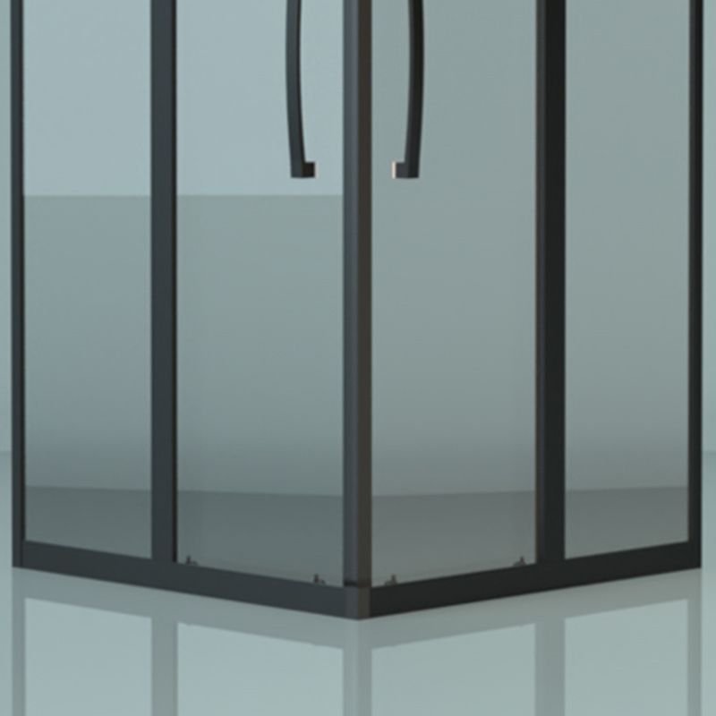 Square Black Framed Shower Enclosure Tempered Glass Shower Kit with Double Door Handles Clearhalo 'Bathroom Remodel & Bathroom Fixtures' 'Home Improvement' 'home_improvement' 'home_improvement_shower_stalls_enclosures' 'Shower Stalls & Enclosures' 'shower_stalls_enclosures' 'Showers & Bathtubs' 1200x1200_896a22db-62e5-4a83-bd4d-cee2b64b0b49